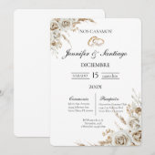 Invitación de boda con ramo y anillo kaart (Voorkant / Achterkant)