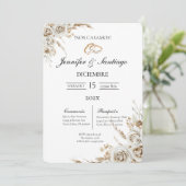 Invitación de boda con ramo y anillo kaart (Staand voorkant)