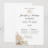 Invitación de boda con ramo y anillo kaart (Voorkant / Achterkant)