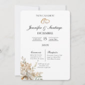 Invitación de boda con ramo y anillo kaart (Voorkant)