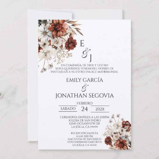 invitación de boda con terracota kaart (Voorkant)