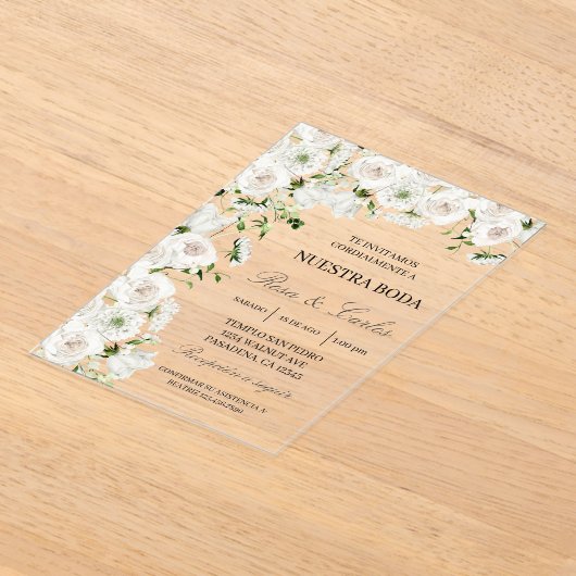Invitacion de boda de flor hortensia acryl uitnodigingen (Laagn)