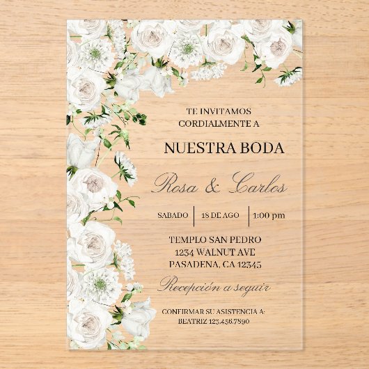 Invitacion de boda de flor hortensia acryl uitnodigingen (Voorkant)