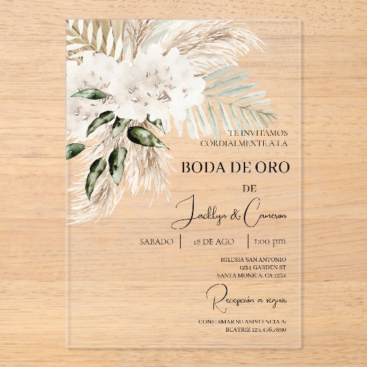 Invitación de boda de oro acryl uitnodigingen (Voorkant)