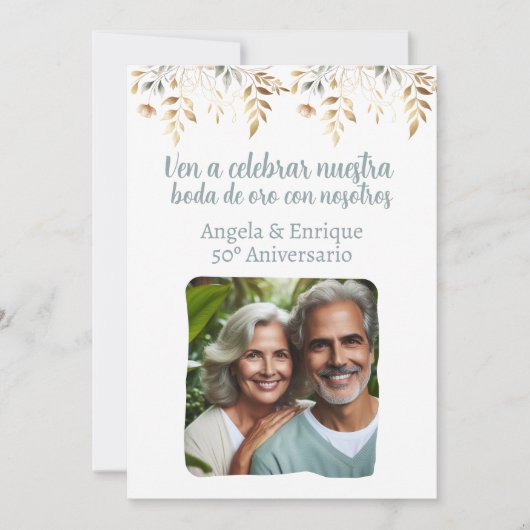 Invitación de boda de oro de 50 años con foto kaart (Voorkant)