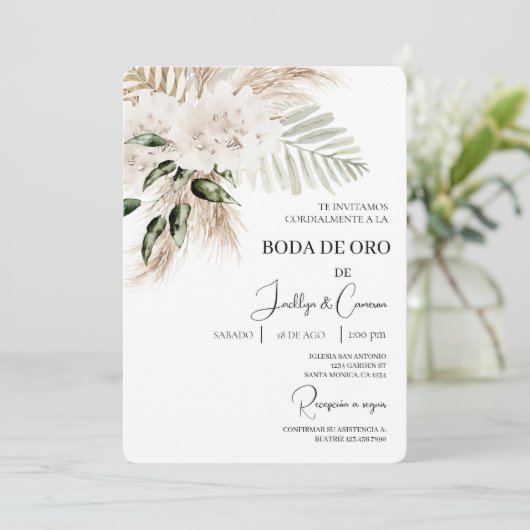 Invitación de boda de oro kaart (Staand voorkant)