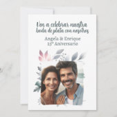 Invitación de boda de plata de 25 años con foto kaart (Voorkant)