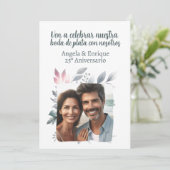 Invitación de boda de plata de 25 años con foto kaart (Staand voorkant)