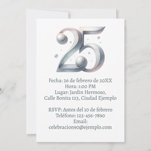 Invitación de boda de plata de 25 años con foto kaart (Achterkant)