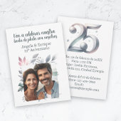 Invitación de boda de plata de 25 años con foto kaart