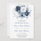 Invitación de Boda Elegante con Rosas Azules Kaart (Voorkant)