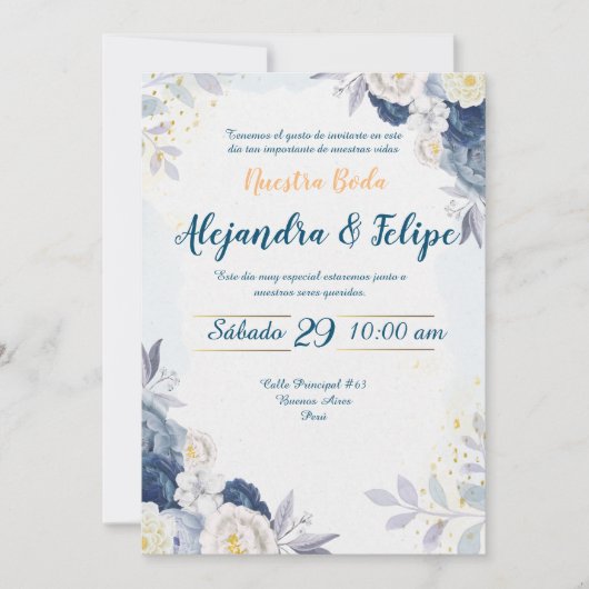Invitación de Boda Elegante y Personalizada Kaart (Voorkant)