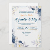 Invitación de Boda Elegante y Personalizada Kaart (Voorkant / Achterkant)