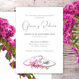 Invitación de Boda en Español Flores Sombreros Kaart
