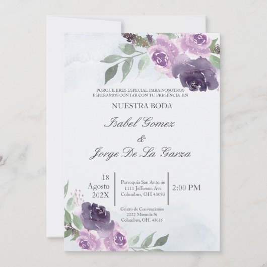 Invitacion de boda en espanol kaart (Voorkant)