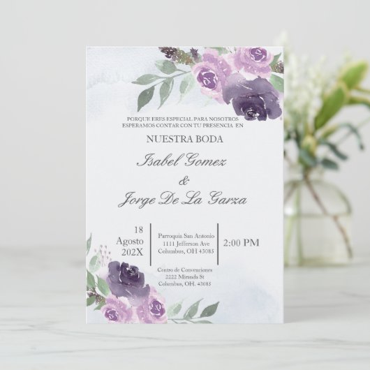 Invitacion de boda en espanol kaart (Staand voorkant)
