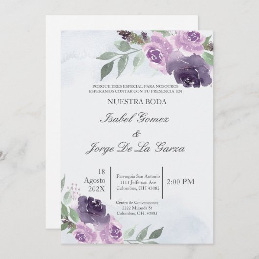 Invitacion de boda en espanol kaart (Voorkant / Achterkant)
