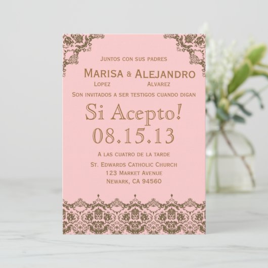 Invitacion de Boda en español/Wedding Invitation Kaart (Staand voorkant)