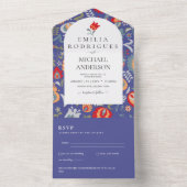 Invitación de Boda Español Inglés Rsvp FOLKART All In One Uitnodiging (Binnen)