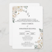 Invitación de boda flor blanca  kaart (Voorkant / Achterkant)