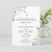 Invitación de boda flor blanca  kaart (Staand voorkant)