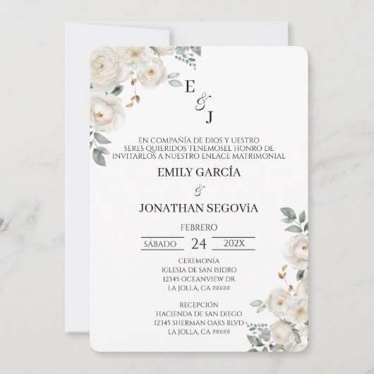 Invitación de boda flor blanca  kaart (Voorkant)