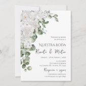 Invitación de Boda Flores Blanca y Verdes  Kaart (Voorkant)