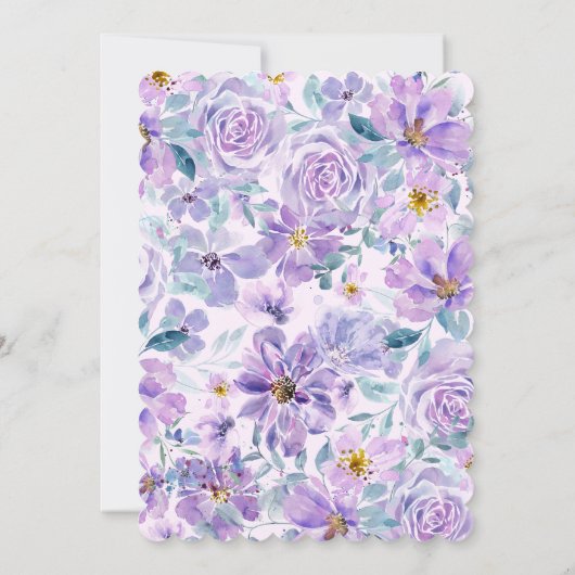 Invitación de Boda “Flores en Tono Lila” Kaart (Achterkant)