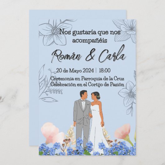 Invitación de Boda Kaart (Voorkant / Achterkant)