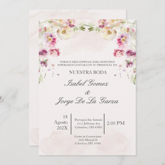 Invitacion de boda kaart (Voorkant / Achterkant)