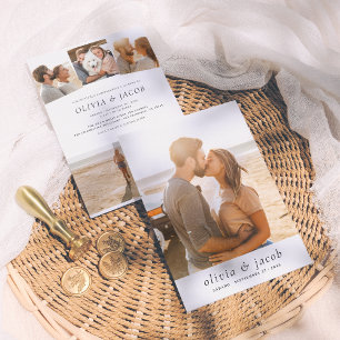 Invitación de Boda Moderna y Minimalista 5 foto's Kaart