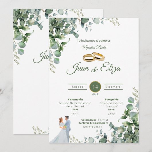 Invitación de Boda Nature Kaart (Voorkant / Achterkant)