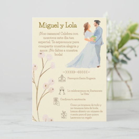 Invitación de Boda  Personalizable  Kaart (Staand voorkant)