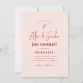 Invitación de Boda Retro Setentera Rosa y Rojo Kaart (Voorkant)