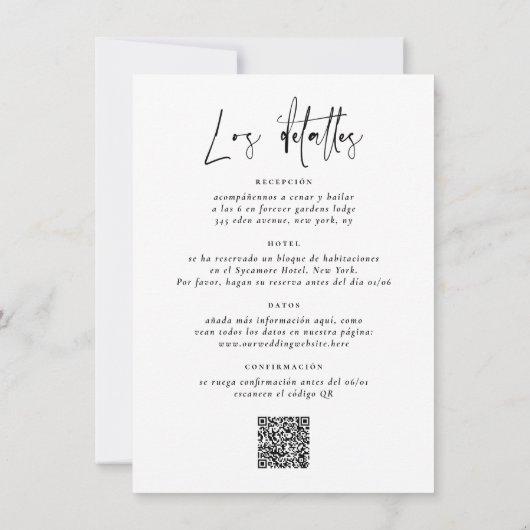 Invitación de Boda Todo en Uno Elegante 3 Fotos Kaart (Achterkant)