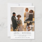 Invitación de Boda Todo en Uno Elegante 3 Fotos Kaart (Voorkant)