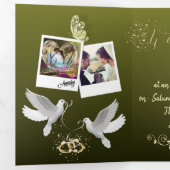 Invitación de boda verde con purpurina drieluik uitnodiging (Binnenzijde eerst)