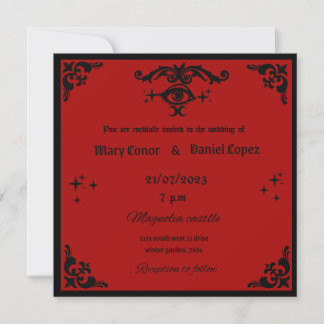 invitacion de bodas gotica roja y negro kaart