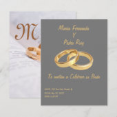 Invitacion de bodas Simple con anillos Aankondiging (Voorkant / Achterkant)