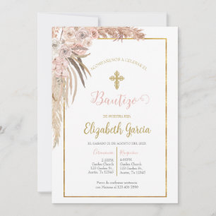 Invitación de boho para bautismo kaart