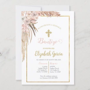 Invitación de boho para bautismo kaart