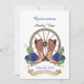 Invitación de Charro Huapango Quinceanera, blauw Kaart (Achterkant)