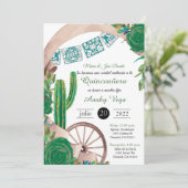 Invitación de Charro Huapango Quinceanera, Green Kaart (Staand voorkant)