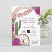 Invitación de Charro Huapango Quinceanera, Purple Kaart (Staand voorkant)