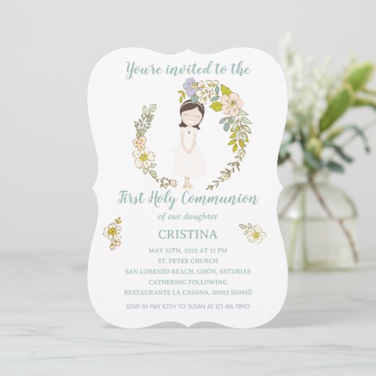 Invitación de Comunión CRISTINA Kaart (Staand voorkant)