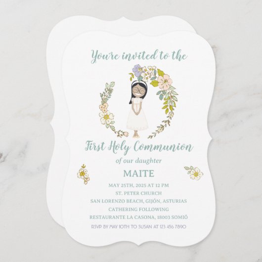 Invitación de Comunión MAITE Kaart (Voorkant / Achterkant)