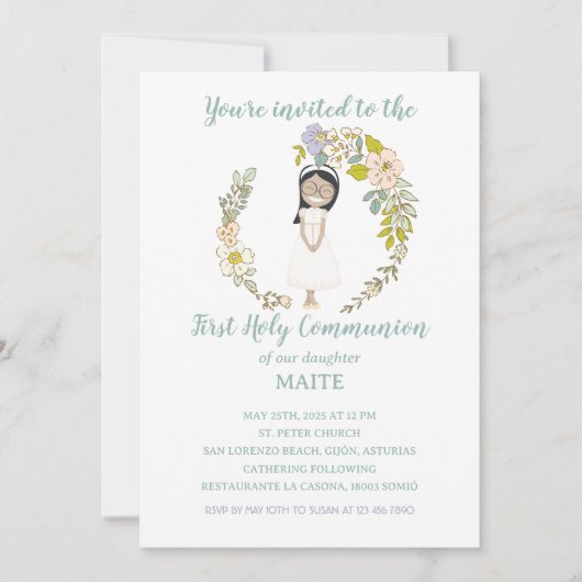 Invitación de Comunión MAITE Kaart (Voorkant)
