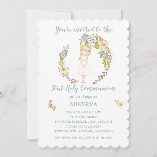 Invitación de Comunión MINERVA Kaart (Voorkant)