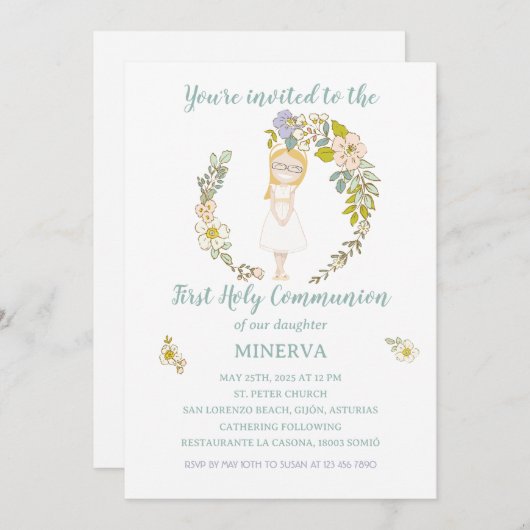 Invitación de Comunión MINERVA Kaart (Voorkant / Achterkant)