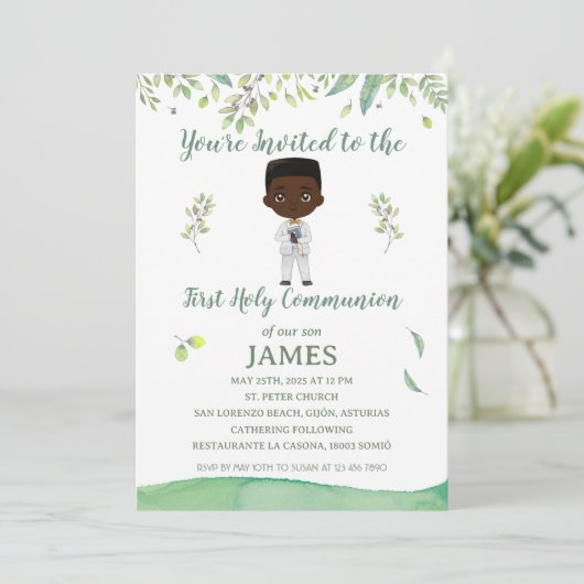Invitación de Comunión modelo JAMES Kaart (Staand voorkant)